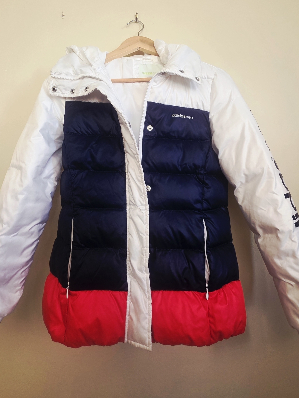 adidas Puffer Jacket - White, Navy & Red